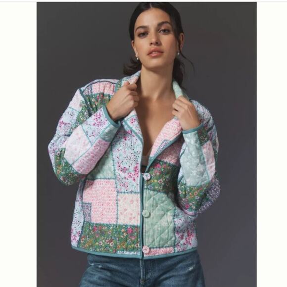 AnthropologieSz S Conditions Apply Floral Quilted Jacket